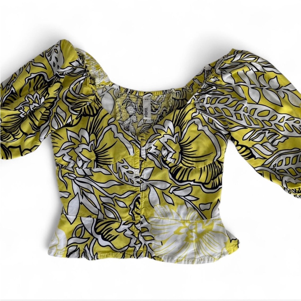 Floral Puff Sleeve Blouse in Yellow